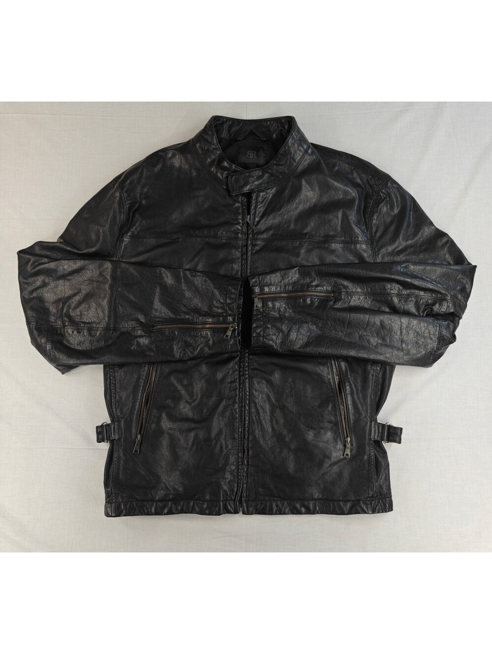 Banana Republic Men’s XL Black Genuine Leather Motorcycle Cafe Racer Jacket